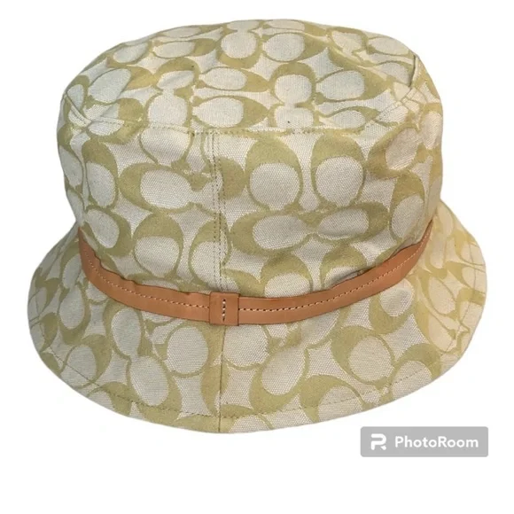 ? COACH Vintage Canvas Logo Bucket Hat Vintage Coach Green Signature Bucket Hat | Mercari main image 4